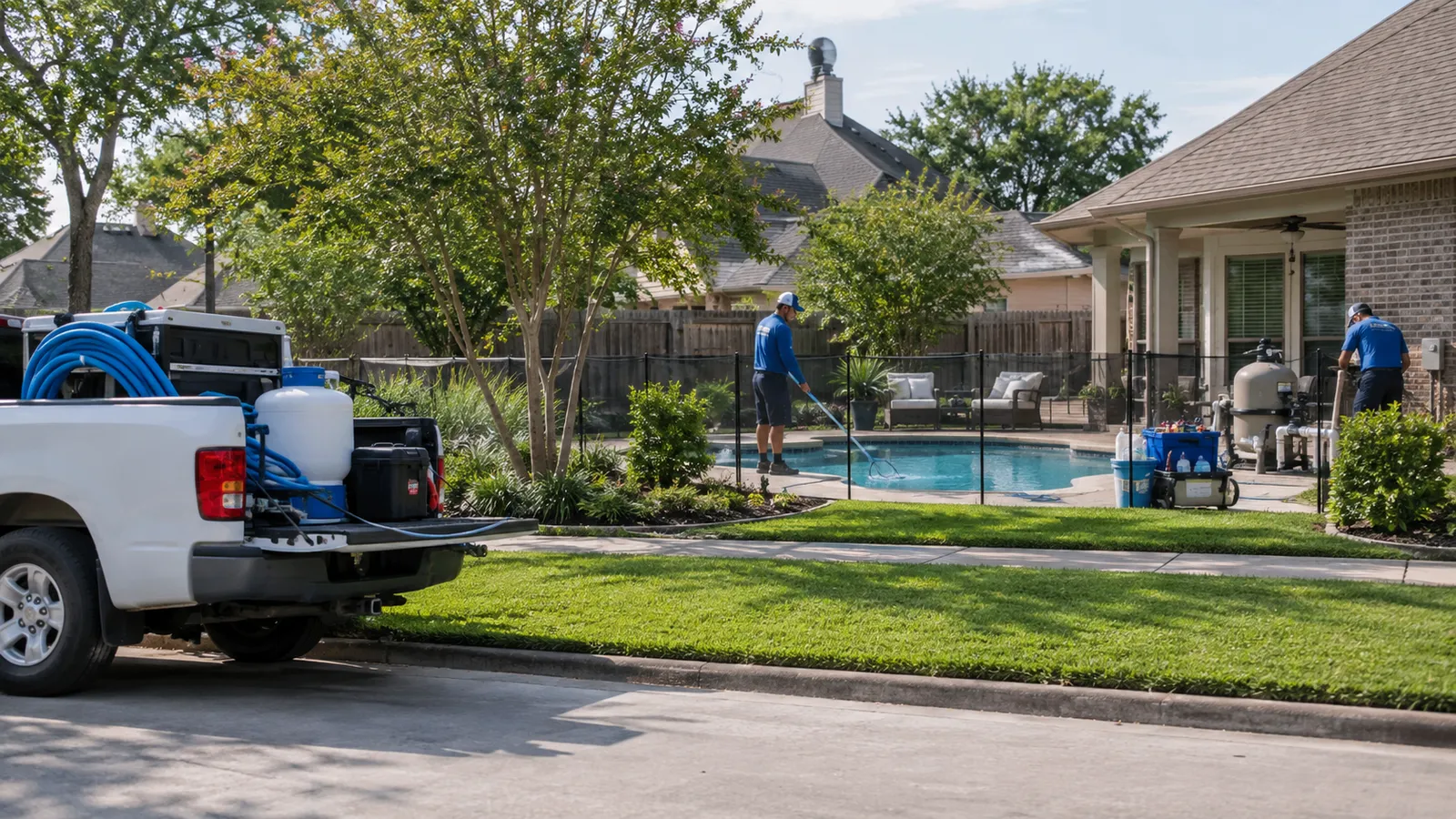 PureWater Pool Cleaning Service Houston at work